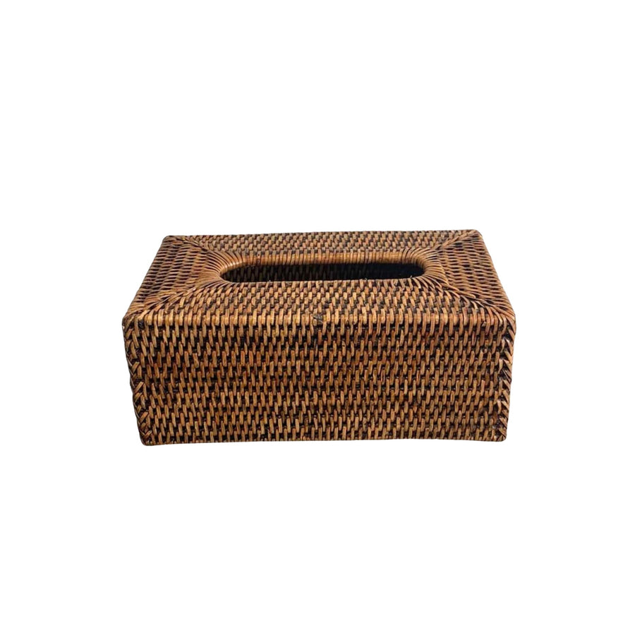 Rattan Rectangle Tissue Box Cover Brown - Destination Interiors