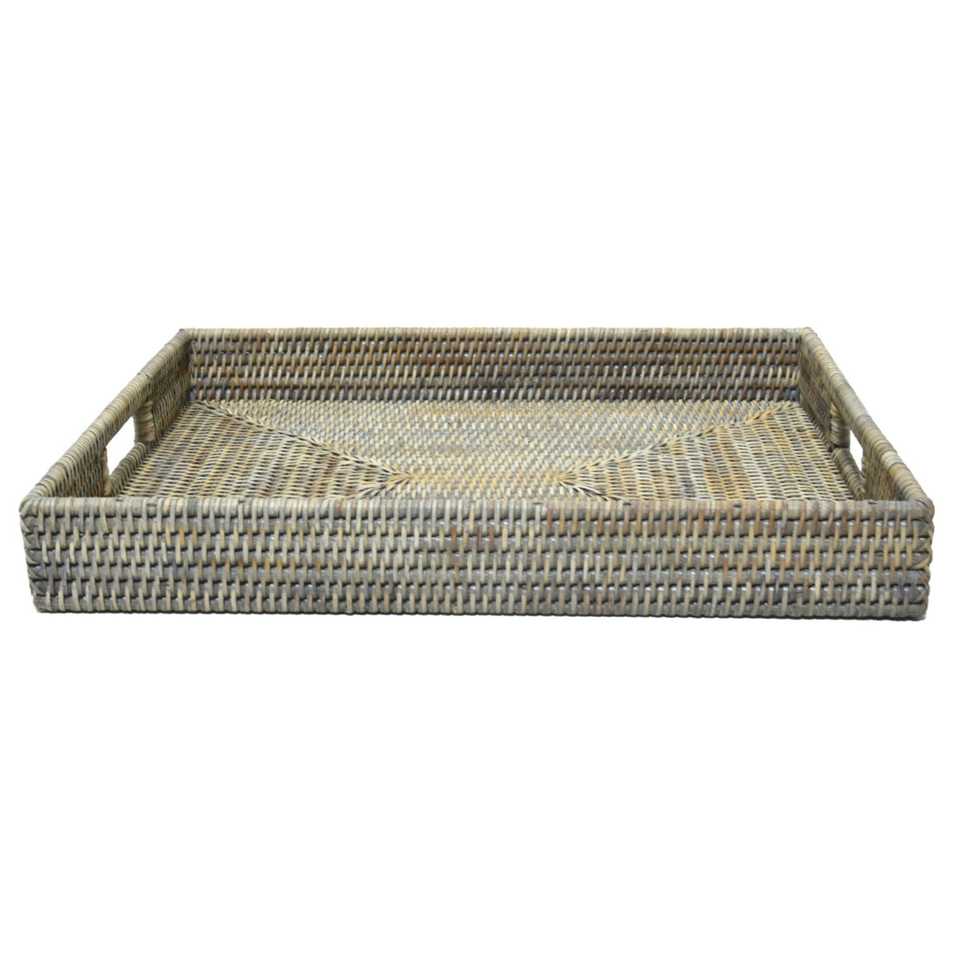 Rattan Rectangle Tray Autumn Grey LGE - Destination Interiors