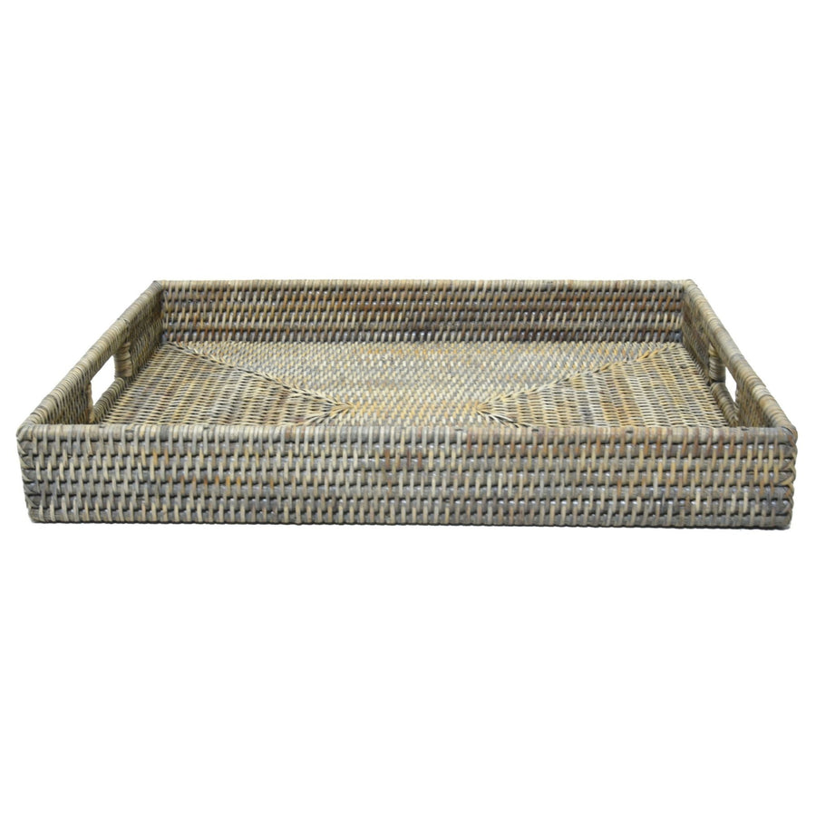 Rattan Rectangle Tray Autumn Grey LGE - Destination Interiors