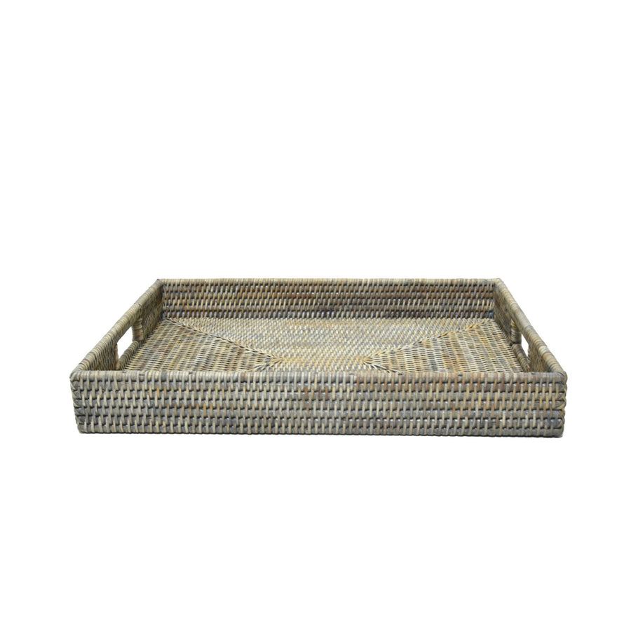 Rattan Rectangle Tray Autumn Grey MED - Destination Interiors