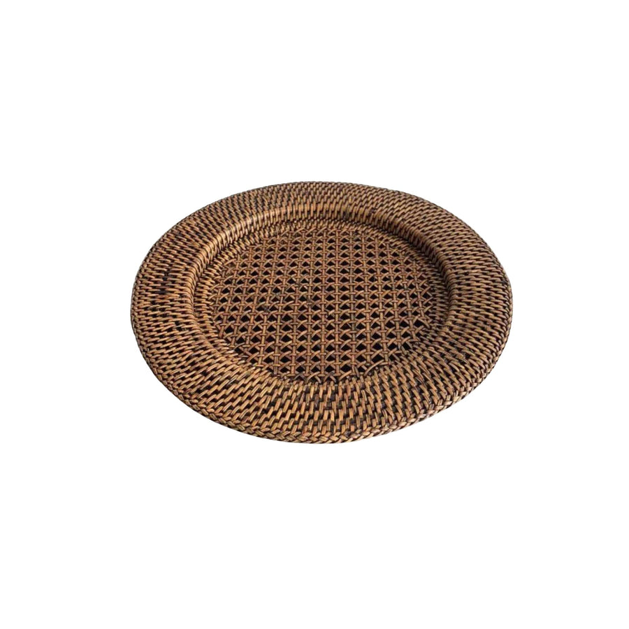Rattan Round Charger Brown - Destination Interiors