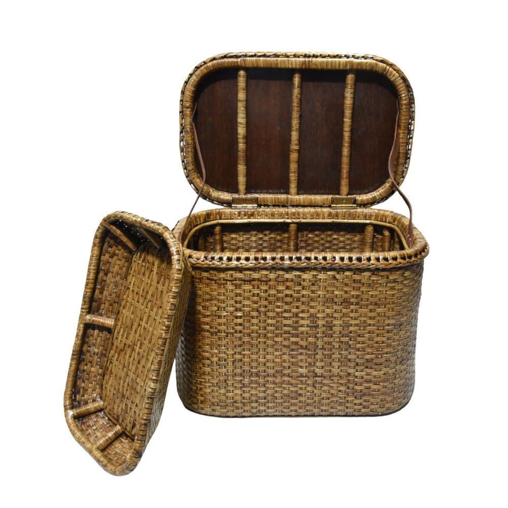 Rattan Side Table Chest Brown - Destination Interiors