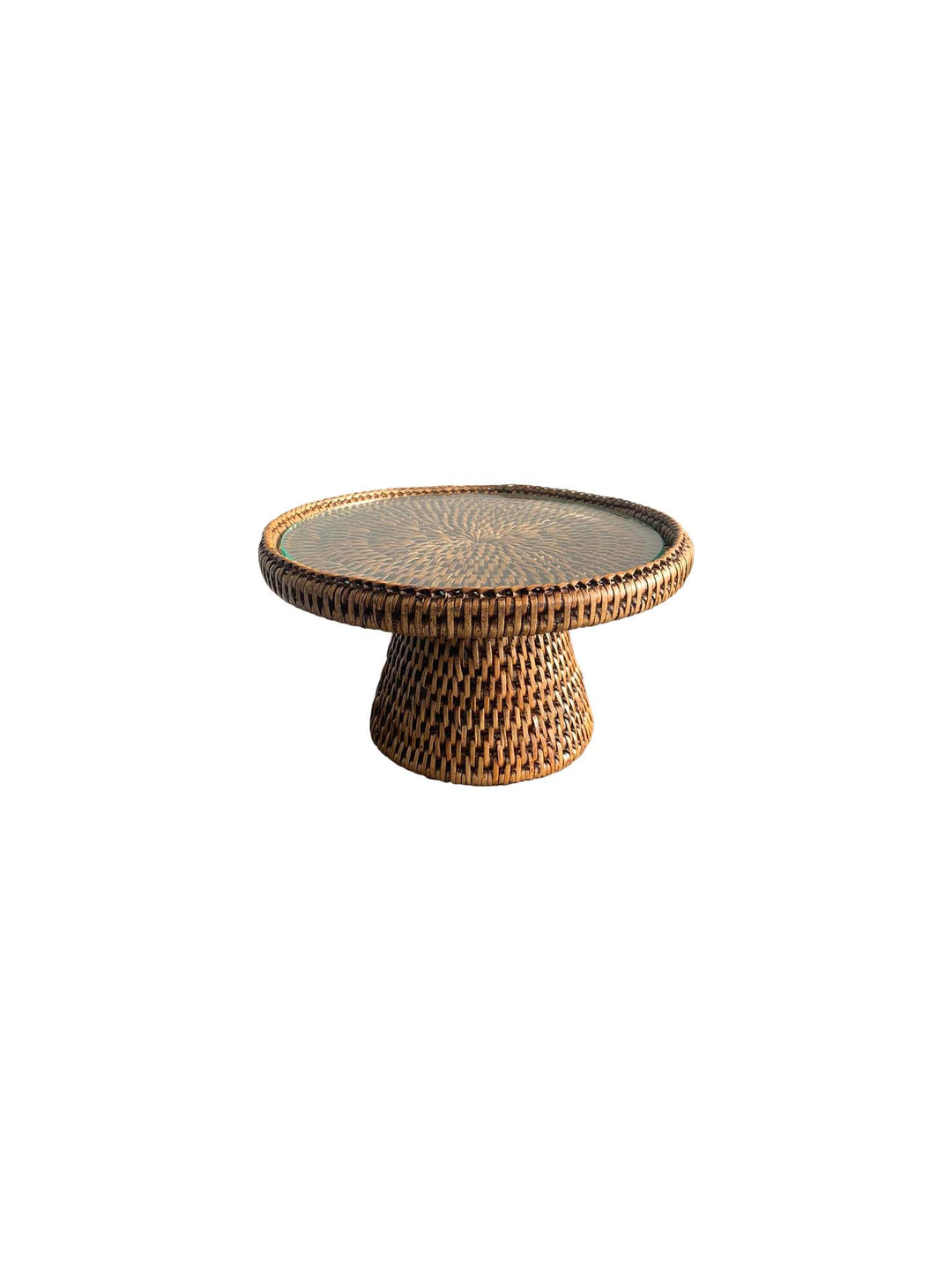 Rattan Stand Small with Glass Plate - Destination Interiors