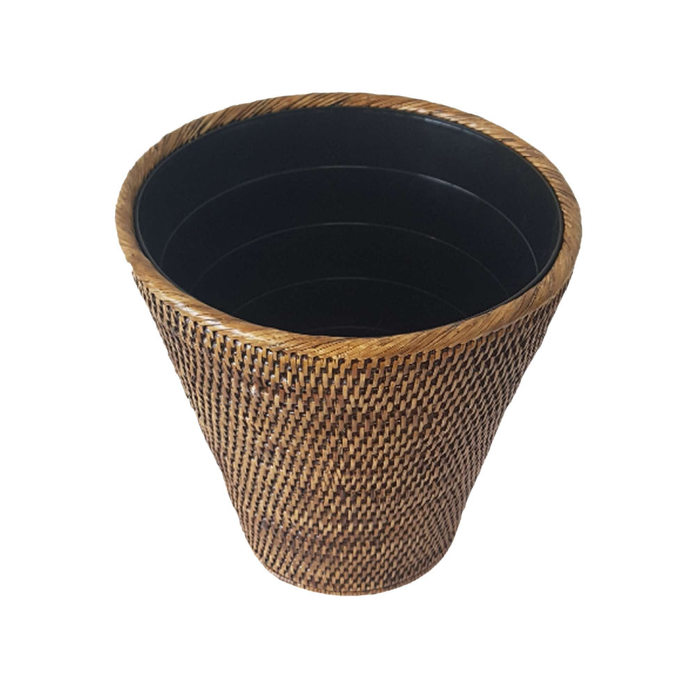 Rattan Waste Bin With Plastic Inner Brown - Destination Interiors