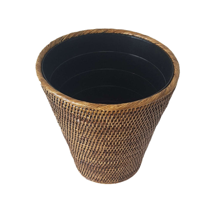 Rattan Waste Bin With Plastic Inner Brown - Destination Interiors