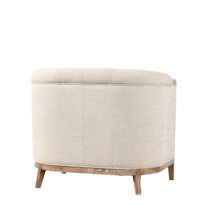 REGAL 1 SEATER SOFA FABRIC WITH WASHED OAK FRAME CREAM - Destination Interiors