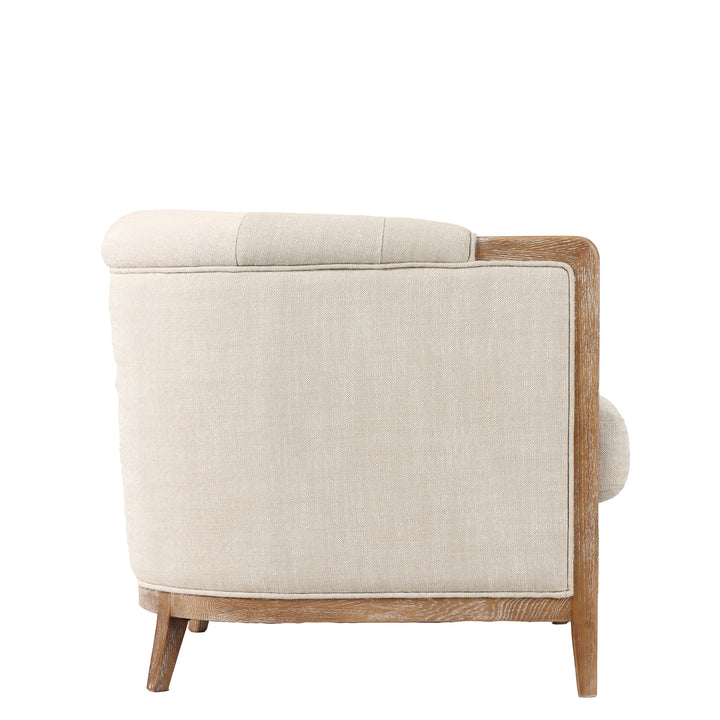 REGAL 1 SEATER SOFA FABRIC WITH WASHED OAK FRAME CREAM - Destination Interiors