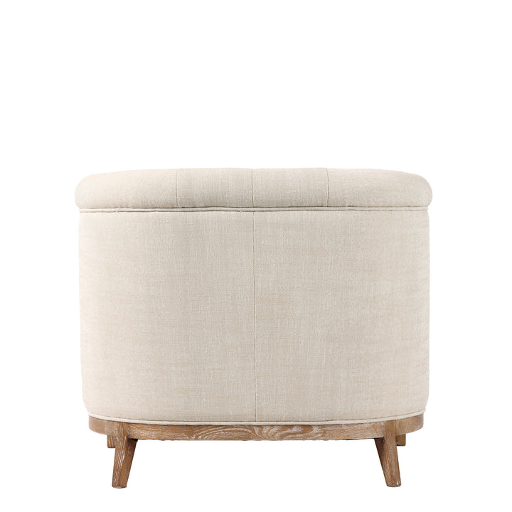 REGAL 1 SEATER SOFA FABRIC WITH WASHED OAK FRAME CREAM - Destination Interiors