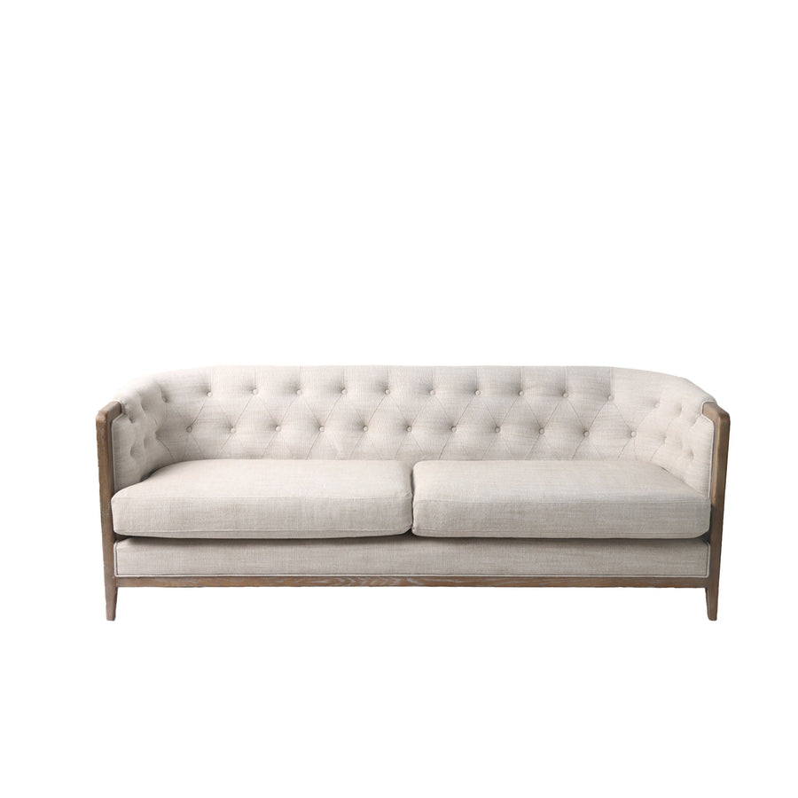 Regal 3 Seater Sofa Fabric With Washed oak Frame Cream - Destination Interiors