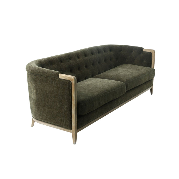 Regal 3 Seater Sofa Fabric With Washed oak Frame Green - Destination Interiors