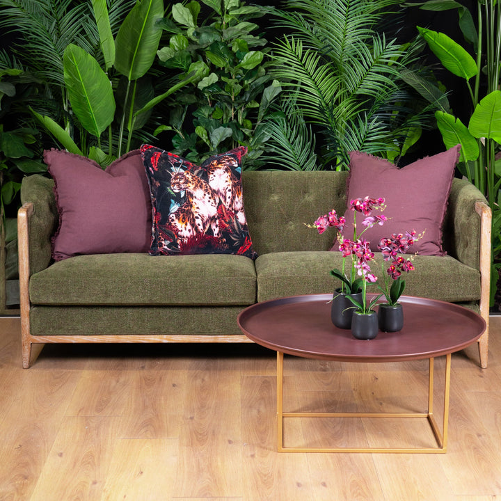 Regal 3 Seater Sofa Fabric With Washed oak Frame Green - Destination Interiors