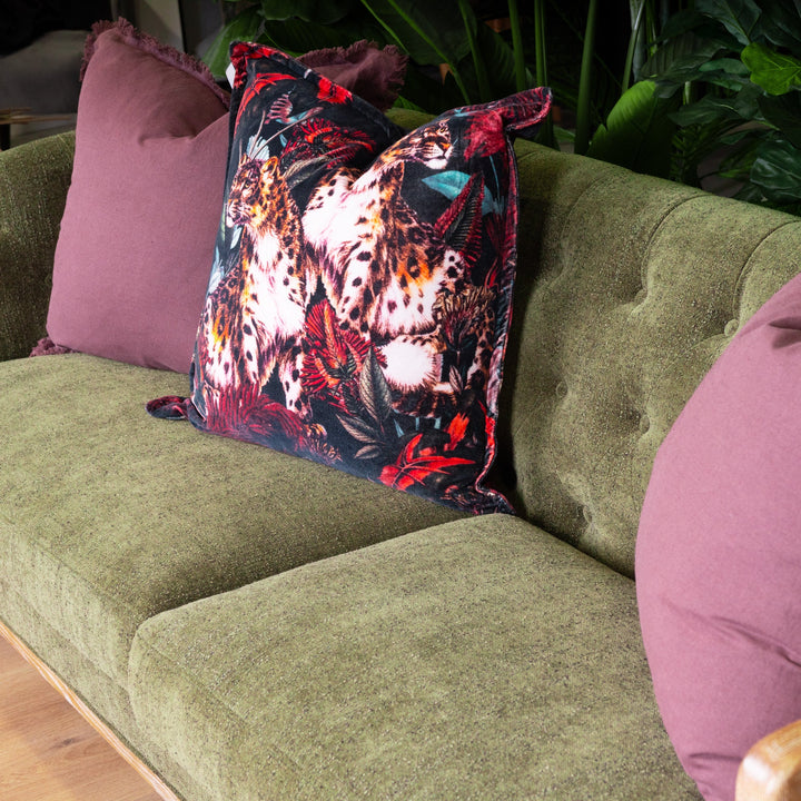 Regal 3 Seater Sofa Fabric With Washed oak Frame Green - Destination Interiors