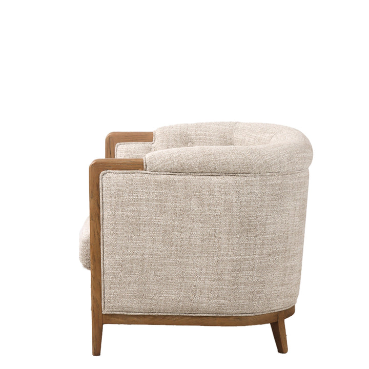 Regal 3 Seater Sofa - Taupe Weave with History Oak Frame - Destination Interiors