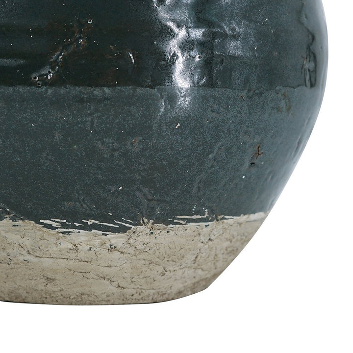 ROUND VASE DARK GREEN - Destination Interiors