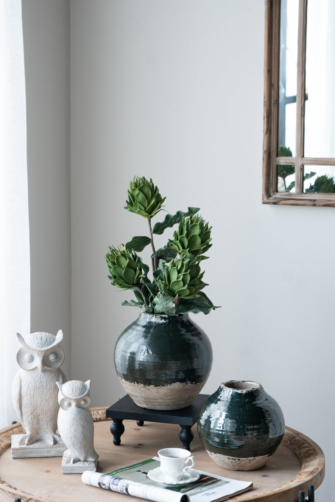ROUND VASE DARK GREEN - Destination Interiors