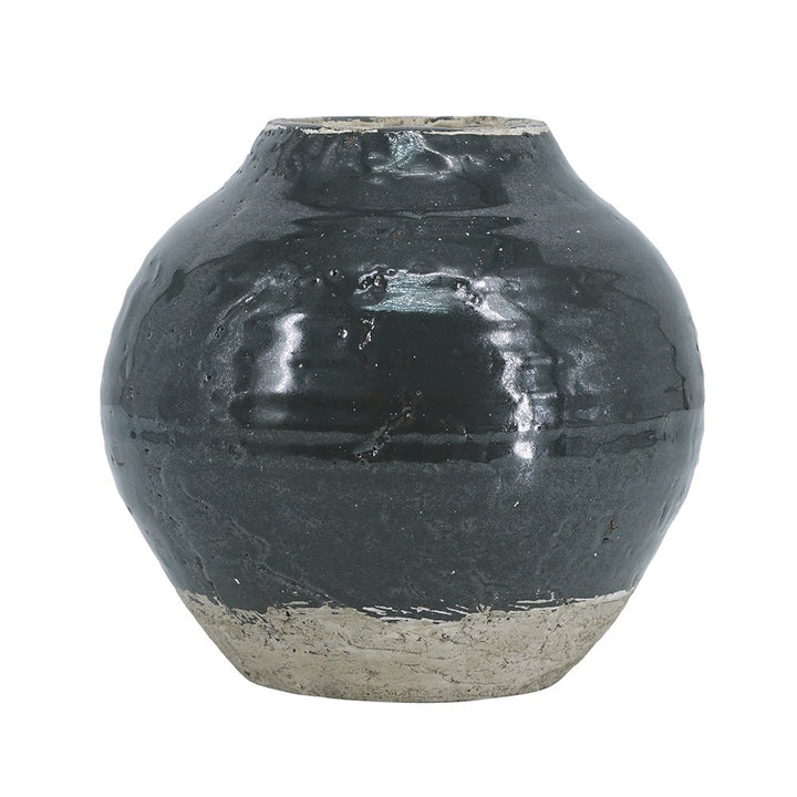 ROUND VASE DARK GREEN - Destination Interiors