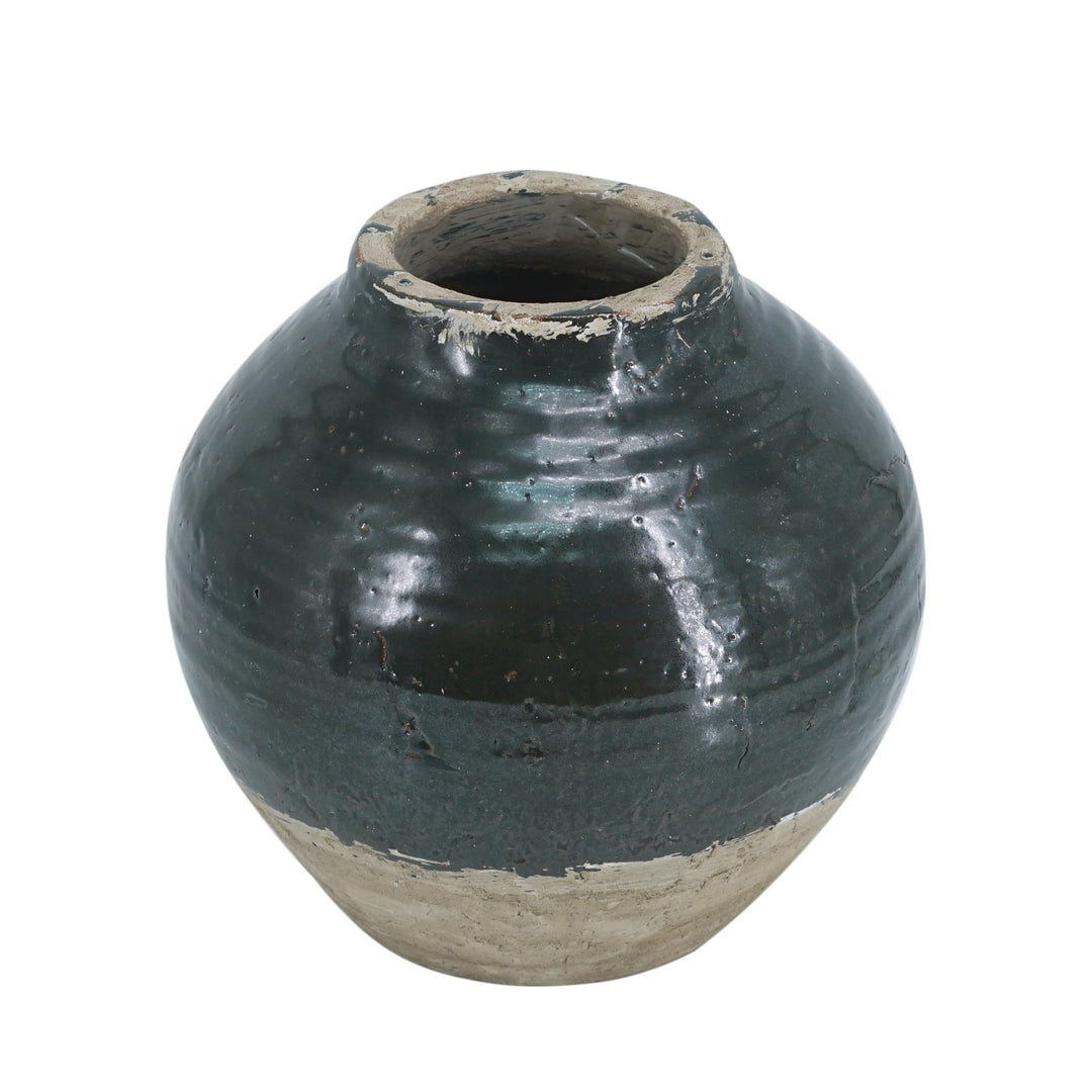 ROUND VASE DARK GREEN - Destination Interiors