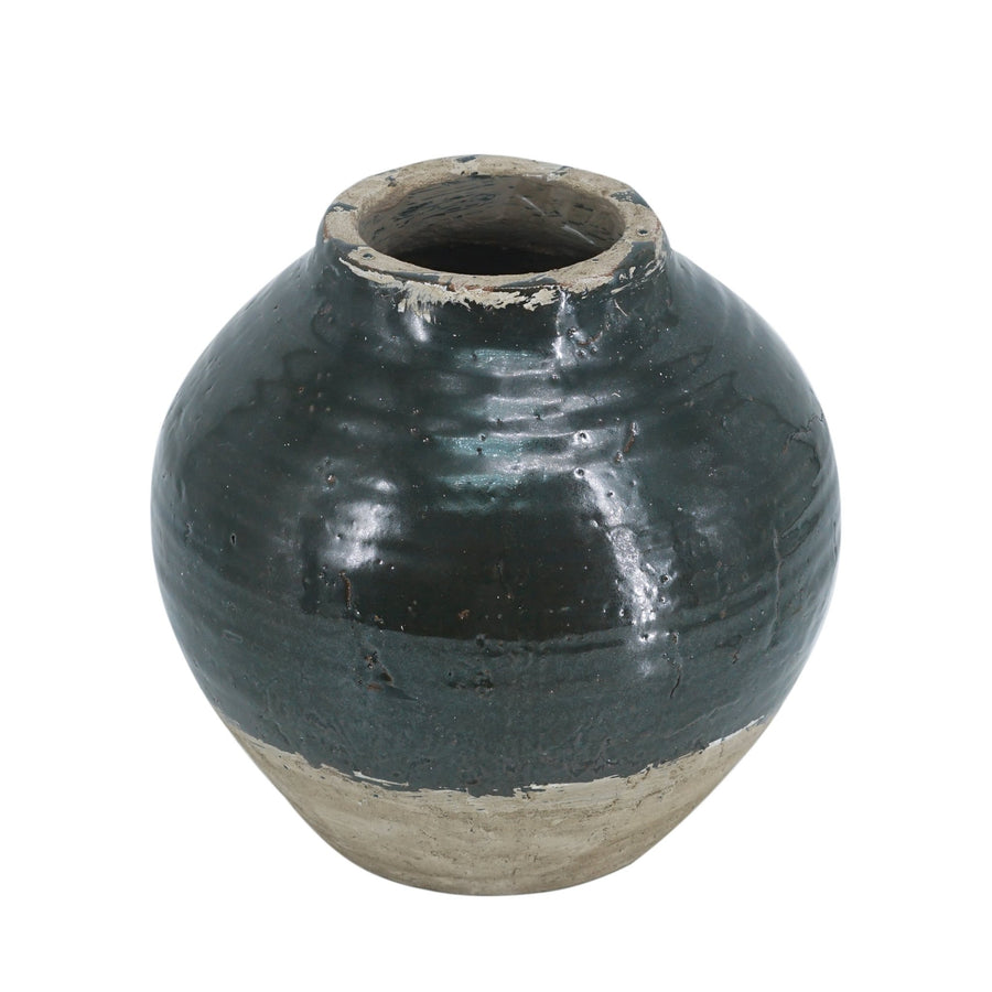 ROUND VASE DARK GREEN - Destination Interiors