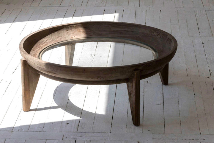 Santos Coffee Table Round Recycled Elm Natural - Destination Interiors