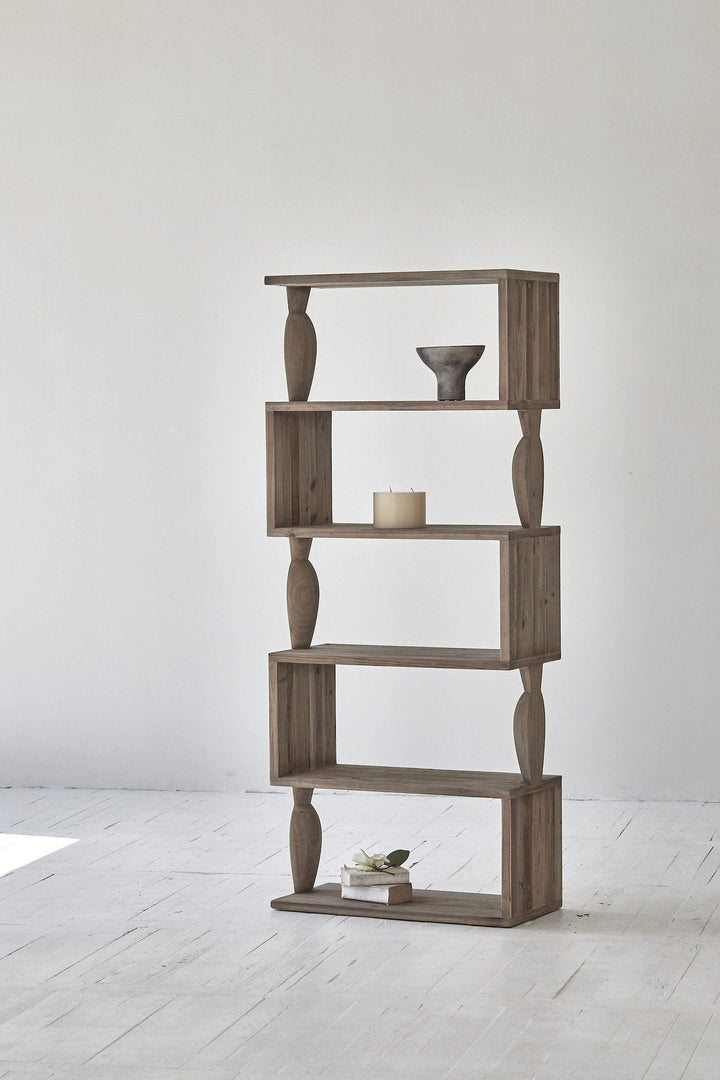 Santos Shelving unit Recycled Timber - Greywash - Destination Interiors