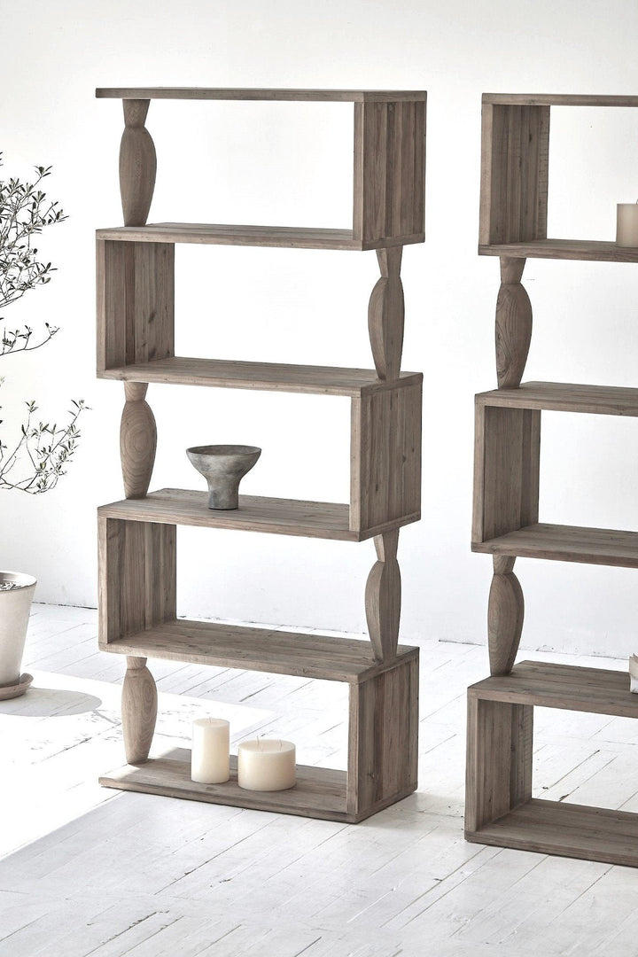 Santos Shelving unit Recycled Timber - Greywash - Destination Interiors