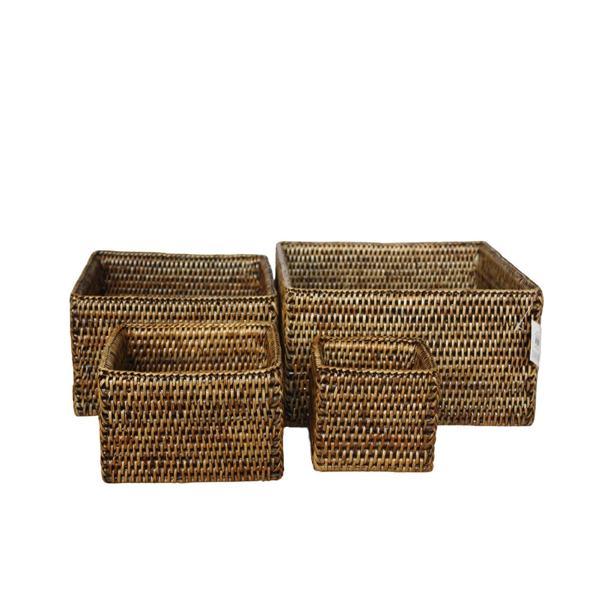 Buy Set/4 Rattan Stacking Boxes in NZ - Destination Interiors