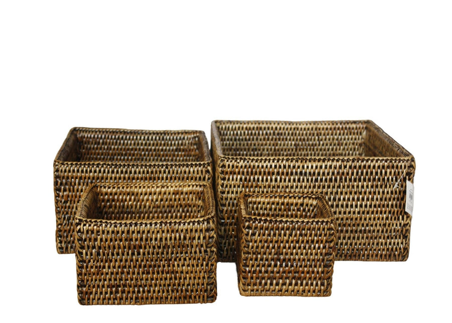 Set/4 Rattan Stacking Boxes - Destination Interiors