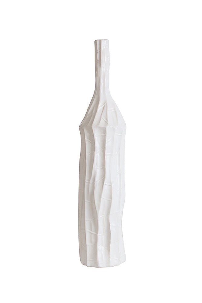 Textured White Bottle Vase Large - Destination Interiors