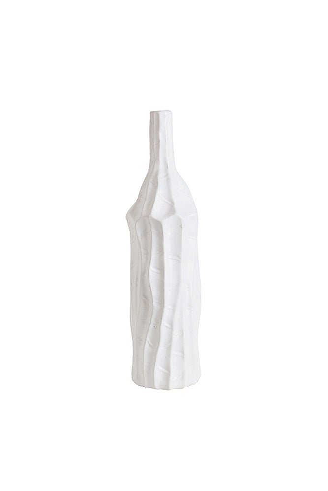 Textured White Bottle Vase Small - Destination Interiors
