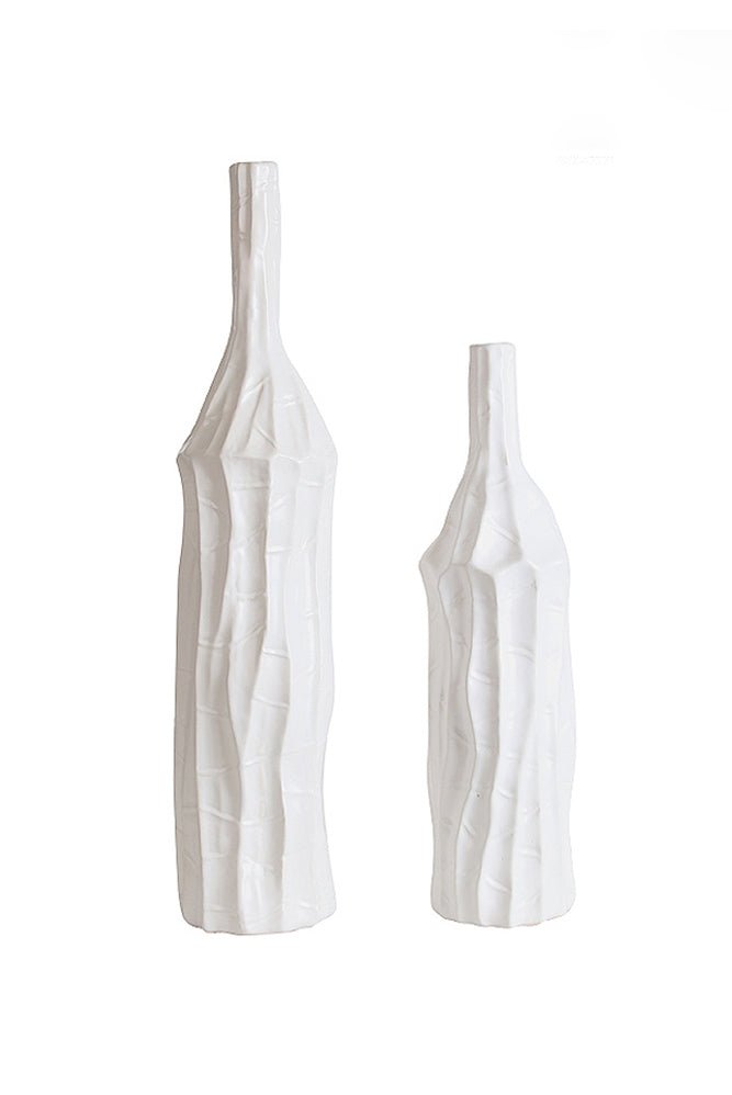 Textured White Bottle Vase Small - Destination Interiors