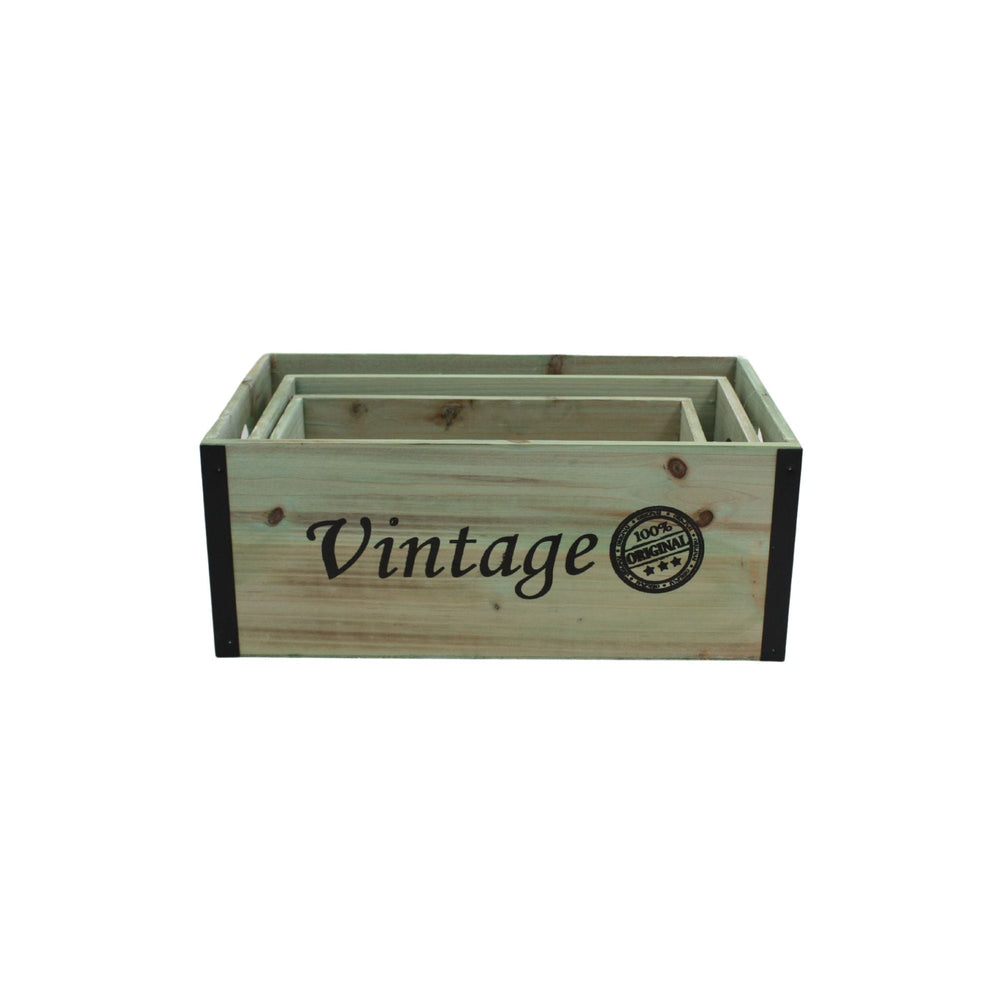 Wooden Boxes Vintage Set 3 - Destination Interiors