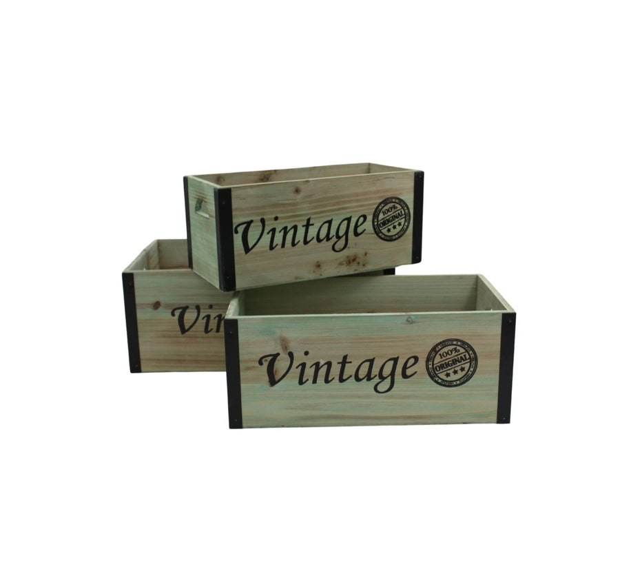 Wooden Boxes Vintage Set 3 - Destination Interiors