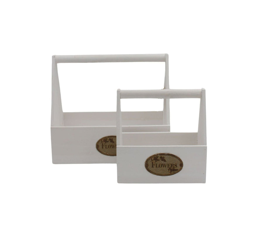 Wooden Flower Boxes with Handles Set 2 - Destination Interiors